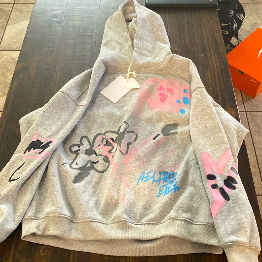 Brand new AELFRIC EDEN hoodie graffiti on front and back still has tags not used